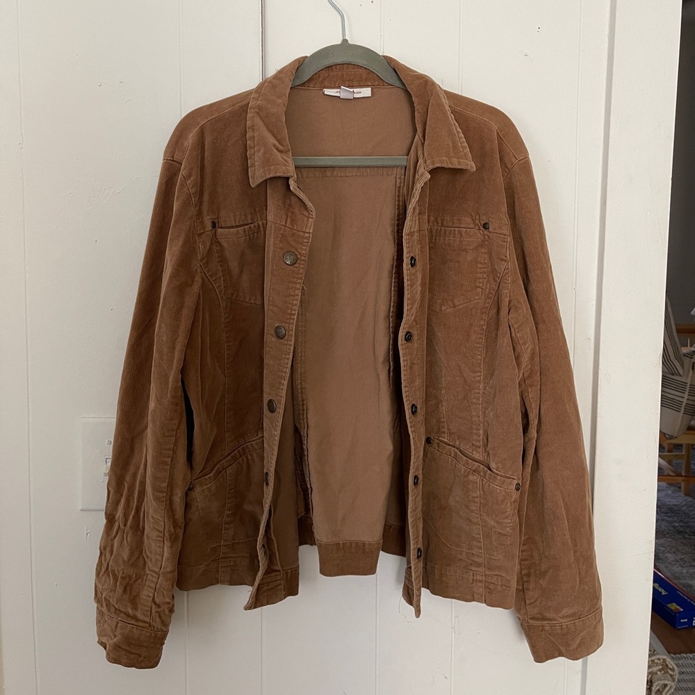 JM Collection Brown Corduroy Button Down Jacket